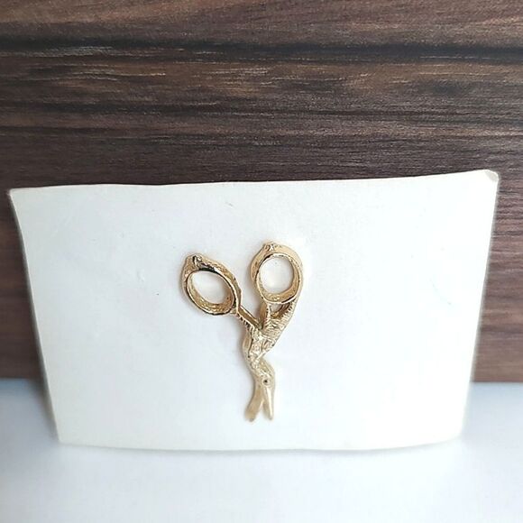 Miniature Gold Crane Scissor Lapel Pin Tie Tack Vintage Unisex - Picture 3 of 8